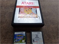 Vintage Atari 2600 Ms Pac-man & 2 Nintendo games
