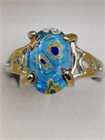 Murano Glass Style Ring Sz 9.5
Stamped 925