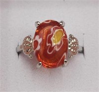 Murano Glass Style Ring Sz 8
Stamped 925
