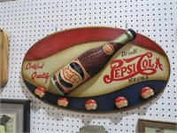 WOOD EMBOSSED PEPSI-COLA ADV SIGN 3D IMAGE