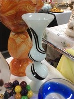 Black and white art glass vase