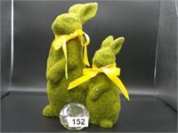 Set of 2 faux grass covered bunnies