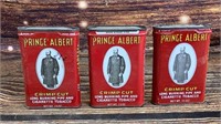 3 Prince Albert Crimp Cut Tobacco Tins