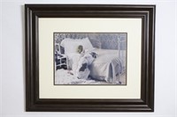 Girl & Dog Praying Framed Print