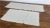 2 white cotton throw rugs, 50x27 and 22x69,