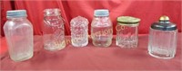 Vintage Glass Containers, Jars 6pc lot