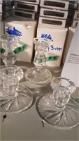 2 prs crystal candleholders