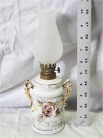 Vintage Hand Painted Floral Miniature Oil Lamp