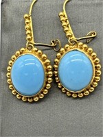 Rare 22K Fine Beaded Gold & Turquoise Earrings