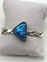 Sterling Silver Dichroic Glass THICK Cuff Bracelet