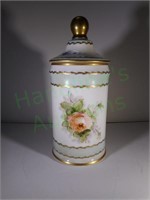 Gorgeous antique hand-painted apothecary jar w/lid