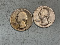 1947S and 1949 Washington quarters