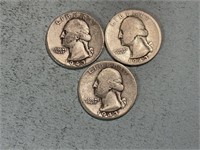 Three 1943 Washington quarters