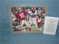 Autographed Joe Montana 8 by 10 color photo with c