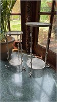 Set of white metal plant stands