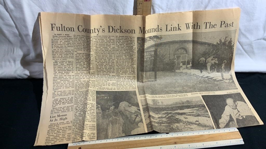 1963 Newspaper Article Dickson Mounds