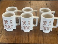 6 Frankoma Ranch Longhorns Mugs