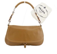 PRADA Brown Leather Shoulder Bag