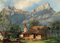 Large Mountainscape by Alfred Weber.