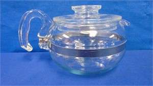 Classic Pyrex Glass 6 Cup Flame Wear Coffee /