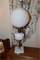 White Hobnail Lamp with Marble Base