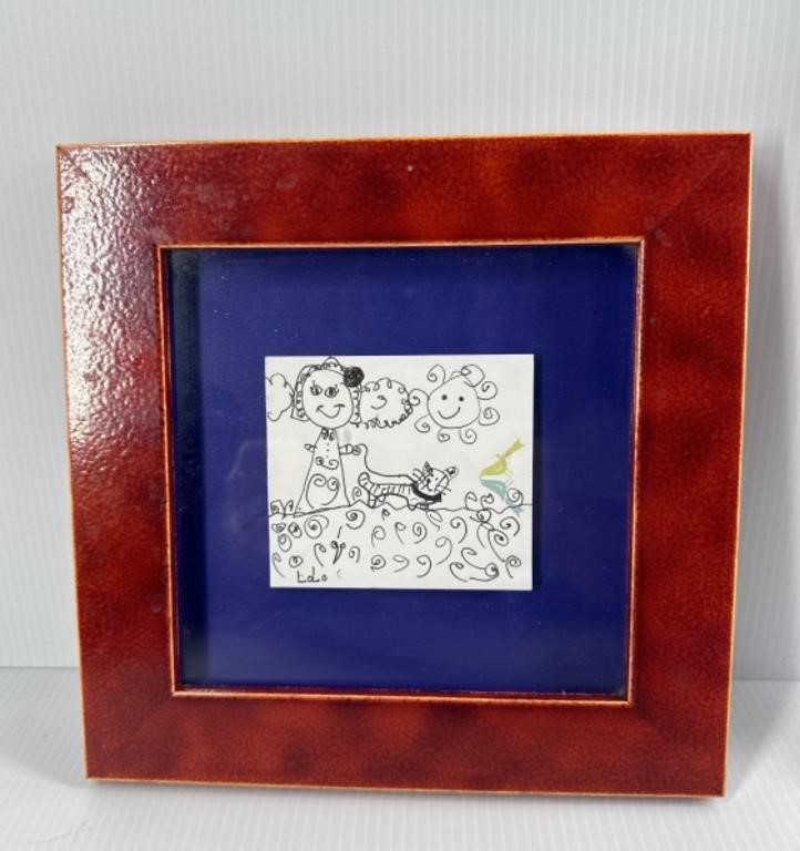 A Small Pen Drawing by Unknown Artist, Framed