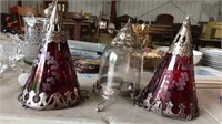 3 ANTIQUE GLASS SHADES