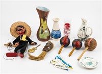 Vintage Souvenir Pottery, Folk Art, Swizzle Sticks