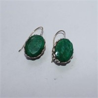 $500 STERLING DYED EMERALD EARRING