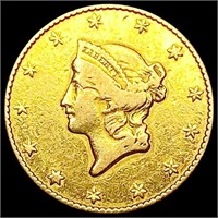1849 Open Wreath Rare Gold Dollar CLOSELY