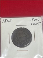 1865 Two cent coin