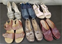 6 Pairs Ladies Sz 9/9.5 Sandals & Slip-Ons