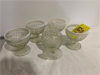 SET OF 5 IRIDESCENT HOBNAIL SHERBET GLASSES