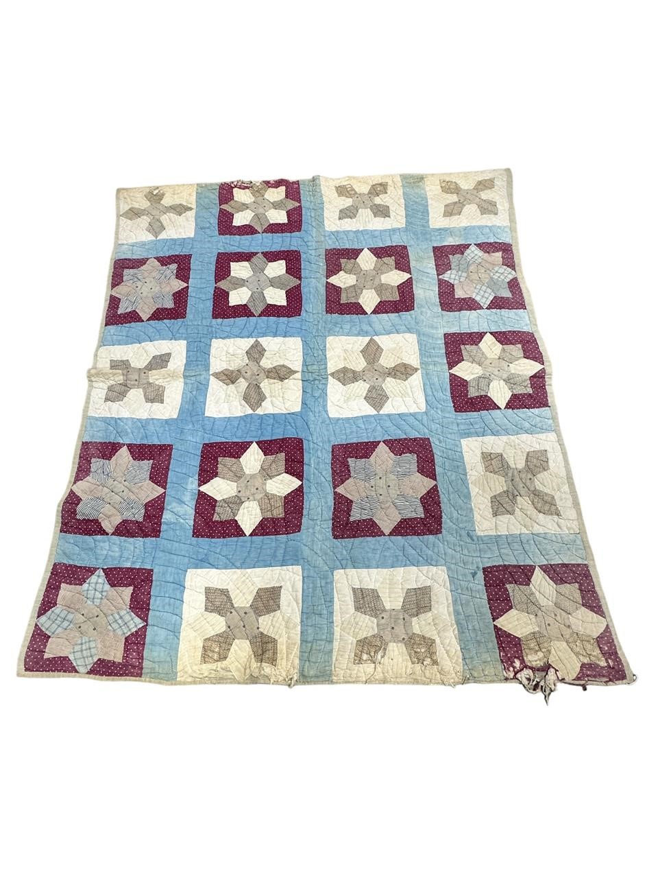 Antique Handmade Quilt w/ Flower Pattern