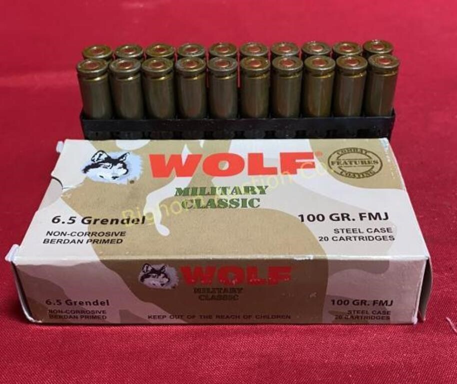 Ammo 6.5 Grendel 20Rds Wolf 100 Grain FMJ