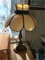 Stain Glass Table Lamp w/Cast Base-2 panels has