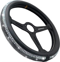 Diamond Leather Steering Wheel Cover  15 Black
