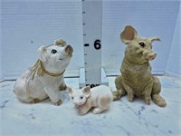 (3) Decorative Pig Figurines