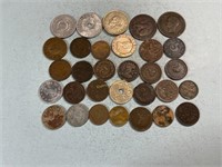 Mixed coins from Europe and Australia