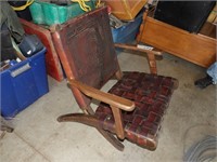 leather and wooden folding chair