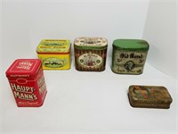 Lot Of 5 Vintage Lidded Tobacco Tins