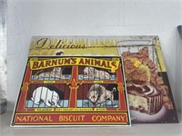 Reese’s and Barnum animal crackers metal signs