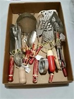 Box of Kitchen Utensils - Wood Handles