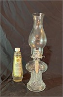 Primitave Pressed Glass Oil Lamp & Bottle of Oil