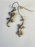 Unmarked Silver Gecko Earrings