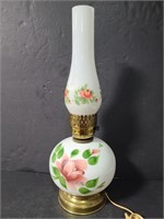 Painted rose hurricane lamp