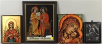 Four Icons Including A Reverse Glass Painted Image
