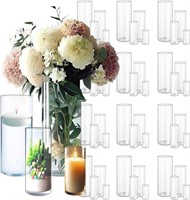 *45 Pack Clear Glass Cylinder Vases, Centerpiece