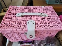 Pink picnic basket with built-in cooler