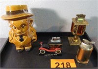 Mixed Lot Vintage Lighters & Pottery Decanter